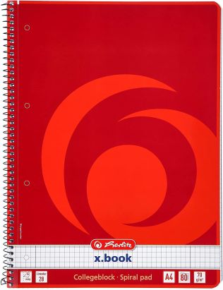 1 Stück herlitz Collegeblock x.book, DIN A4, 80 Blatt, kariert 1 Stück herlitz Collegeblock x.book, DIN A4, 80 Blatt, kariert