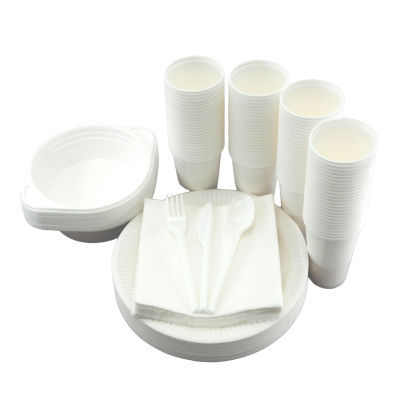 1 Stück Party Set M, Pappteller, Suppenschüssel, Mehrweg-Besteck, Becher, Servietten 1 Stück Party Set M, Pappteller, Suppenschüssel, Mehrweg-Besteck, Becher, Servietten