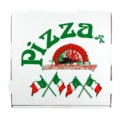 100 Stück Pizzabox Pizzakarton 28x28x4cm, NYC Italienische Flagge, weiß 100 Stück Pizzabox Pizzakarton 28x28x4cm, NYC Italienische Flagge, weiß