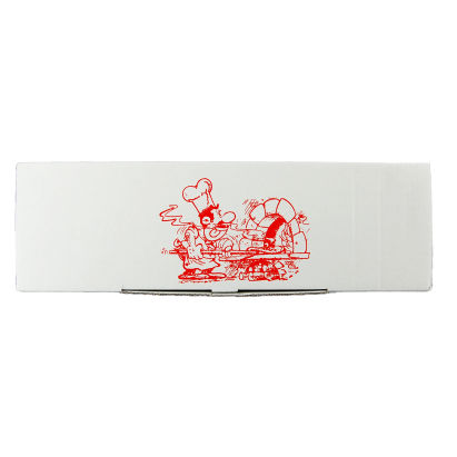 200 Stück Pizzabox ROLLO, 7x8x28cm, weiß, mit Druck 200 Stück Pizzabox ROLLO, 7x8x28cm, weiß, mit Druck
