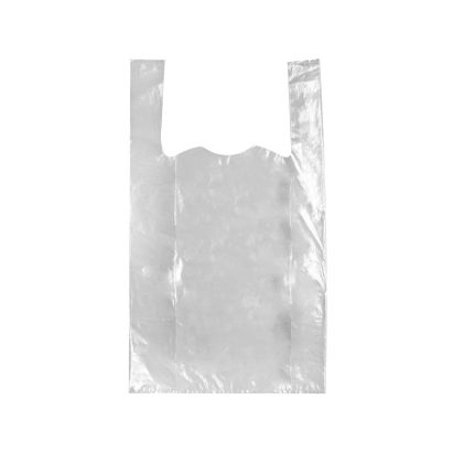 PW 50 Stück LDPE Hemdchentragetasche, Shopper, HD, 28+14x48cm, 50my, geblockt, transparent
