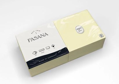 250 Stück FASANA Papier Servietten 2-lagig, 40x40cm, 1/4 Falz, buttercream, creme-beige