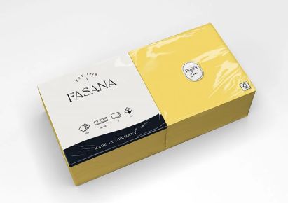 FASANA 250 Stück Papier Servietten 2-lagig, 40x40cm, 1/4 Falz, sun yellow, gelb