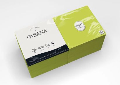 FASANA 250 Stück Papier Servietten 3-lagig, 40x40cm, 1/4 Falz, limegreen