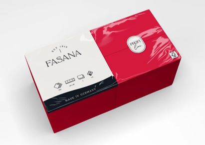 FASANA 250 Stück Papier Servietten 3-lagig, 40x40cm, 1/8 Falz, jalapeno red, rot