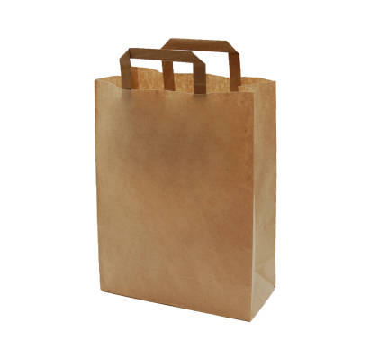 250 Stück Papiertragetaschen 26+12x35cm, 80gr. mit Griff, braun