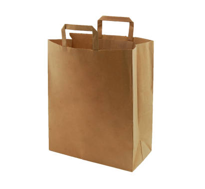 250 Stück Papiertragetaschen 32+16x44cm, 80gr. mit Griff, braun