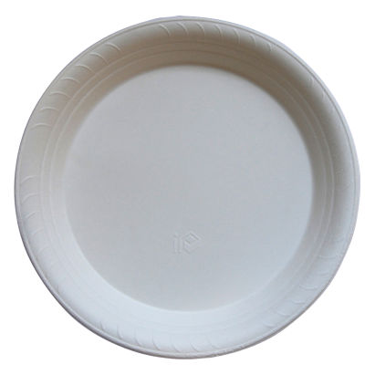 100 Stück Bio Bagasse Menüteller, Ø26cm, ungeteilt, weiß