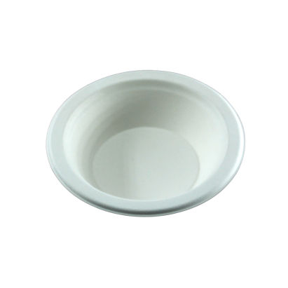 50 Stück Bio Bagasse Schale 300ml, rund, mit Rand, weiß