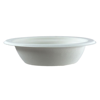 500 Stück Bio Bagasse Schale 450ml, 16oz, Ø 17,5cm, rund, mit Rand, weiß