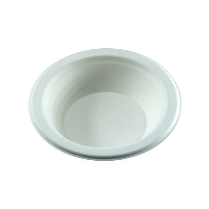 500 Stück Bio Bagasse Schale 450ml, 16oz, Ø 17,5cm, rund, mit Rand, weiß