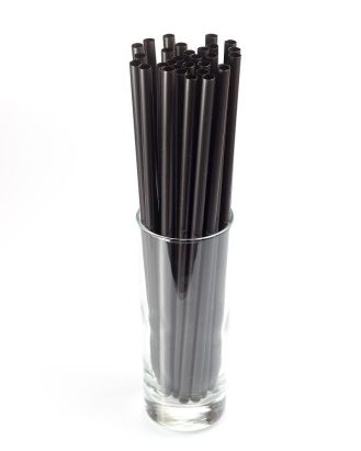 250 Stück Mehrweg Plastik- Trinkhalme, Strohhalme 240mm, Ø8mm, schwarz