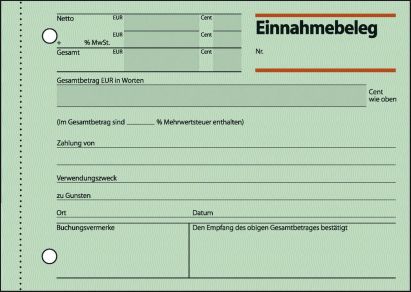Sigel 1 Stück Formularbuch EB 615 Einnahmebeleg, A6 quer, 50 Blatt