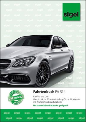 Sigel 1 Stück Formularbuch FA 514 Fahrtenbuch Pkw, A5, 32 Blatt