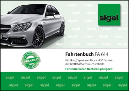 Sigel 1 Stück Formularbuch FA 614 Fahrtenbuch Pkw, A6 quer, 44 Blatt
