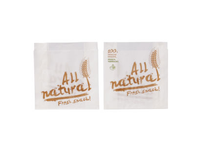 2000 Stück Snackbeutel All Natural 12+5x11cm, Pergamentersatz, weiß mit Druck