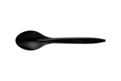 100 Stück Premium Mehrweg-Besteck Plastiklöffel 18cm, schwarz
