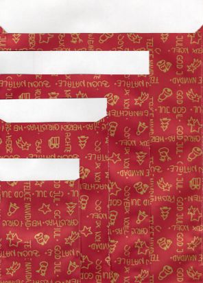 Papier Flachbeutel 99820F, Kraftpapier, Christmas Greetings rot, 60g/m²