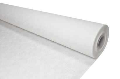 6 Rollen Papier- Tischdecke für Biertische, 100cm x 10m, Damast, weiß 6 Rollen Papier- Tischdecke für Biertische, 100cm x 10m, Damast, weiß