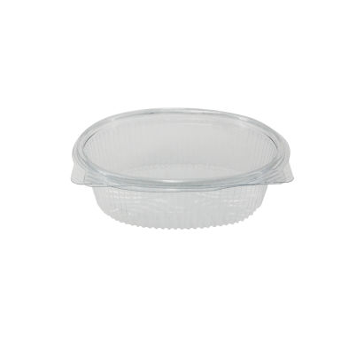 TOP 500 Stück rPET Klappboxen oval, 375ml, 148x132x45mm, transparent
