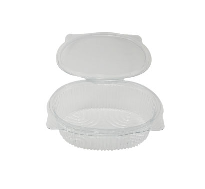 TOP 500 Stück rPET Klappboxen oval, 375ml, 148x132x45mm, transparent