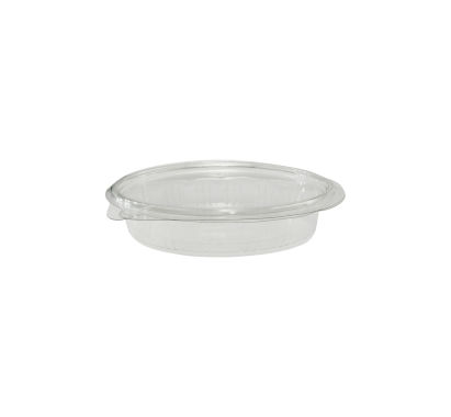 100 Stück rPET Klappboxen oval, 150ml, 145x108x31mm, transparent