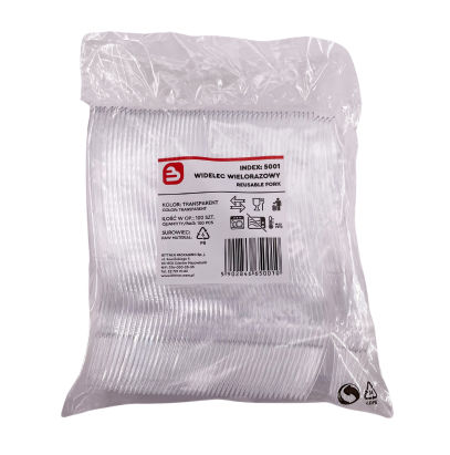 2000 Stück Premium Mehrweg-Besteck Plastikgabel 18cm, transparent