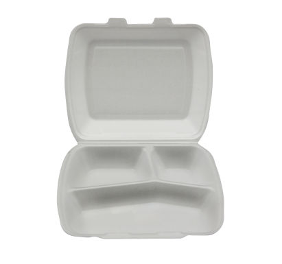 100 Stück Warmhalte- Menüboxen XPS IP4 3-geteilt, 245x210x72mm, laminiert, weiß