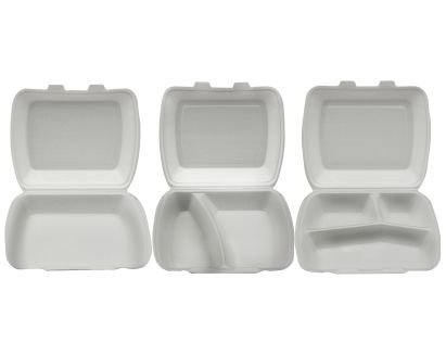 100 Stück Warmhalte- Menüboxen XPS IP4 2-geteilt, 245x210x72mm, laminiert, weiß
