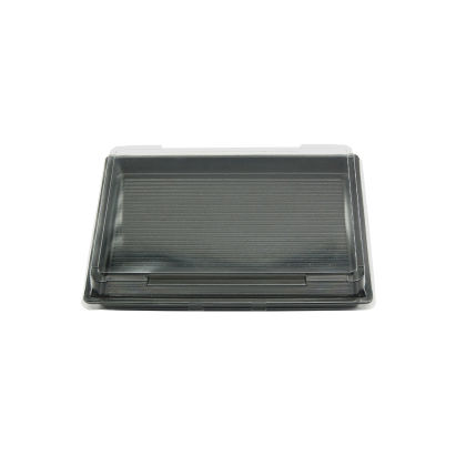 100 Stück Sushi-Tray, Sushi Schale, schwarz mit Deckel, Größe XXL, 255x184x45mm (414)