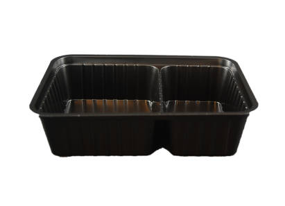 250 Stück Imbiss- Snackschale, Plastikschale PP, A38, 850ml, 2-geteilt, 190x135x42mm, schwarz