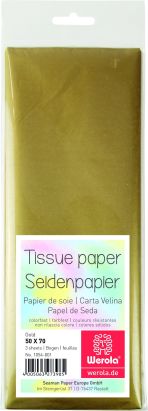 3 Stück Seidenpapier 50 x 75cm, 17 g/m², gold, (Gold)