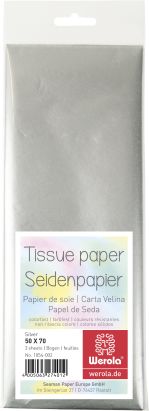 3 Stück Seidenpapier 50 x 75cm, 17 g/m², silber, (Silver)
