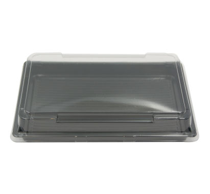 200 Stück Sushi- Tray, Sushi Schale, schwarz mit Deckel, Größe XL, 170x90x45mm (413)