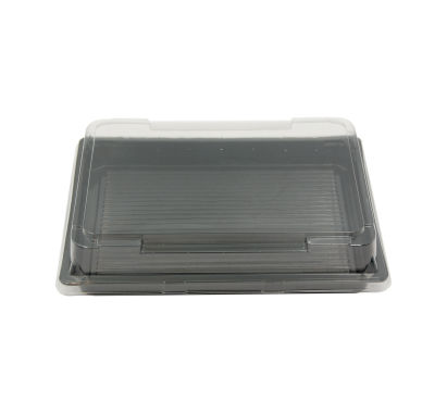 400 Stück Sushi- Tray, Sushi Schale, schwarz mit Deckel, Größe L, 170x90x45mm (412)