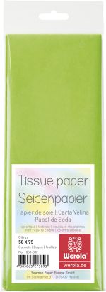  5 Stück Seidenpapier 50 x 75cm, 17 g/m², limette (Citrus)
