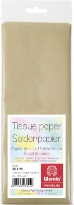 5 Stück Seidenpapier 50 x 75cm, 17 g/m², natur, (Kraft)