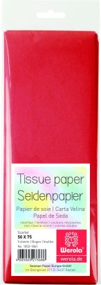 5 Stück Seidenpapier 50 x 75cm, 17 g/m², rot, (Scarlet)