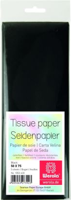 5 Stück Seidenpapier 50 x 75cm, 17 g/m², schwarz, (Black)