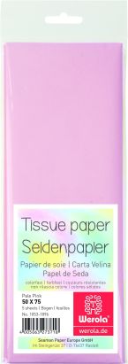 5 Stück Seidenpapier 50 x 75cm, 17 g/m², zartrosa, (Pale Pink)