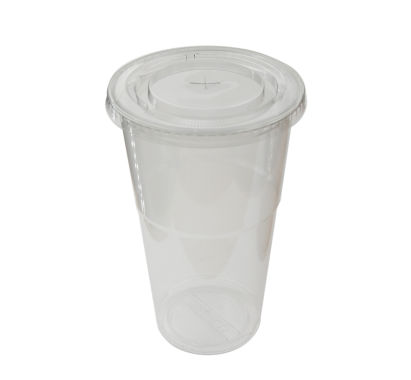 50 Stück APET Deckel flach, Ø95mm, mit Kreuzschlitz, transparent, für Smoothie Becher 260ml - 500ml