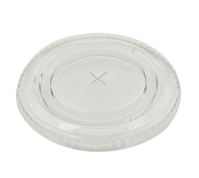 50 Stück APET Deckel flach, Ø95mm, mit Kreuzschlitz, transparent, für Smoothie Becher 260ml - 500ml