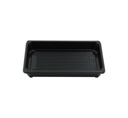 500 Stück Sushi- Tray, Sushi Schale, schwarz mit Deckel, Größe M, 170x90x45mm (411)