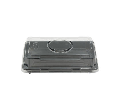 500 Stück Sushi- Tray, Sushi Schale, schwarz mit Deckel, Größe M, 170x90x45mm (411)