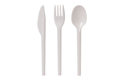 100 Stück First Choice Premium Mehrweg-Besteck Plastikmesser 16cm, extra stabil, weiß