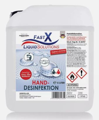 1 Stück Fast-X Händedesinfektionsmittel - 5 Liter 1 Stück Fast-X Händedesinfektionsmittel - 5 Liter