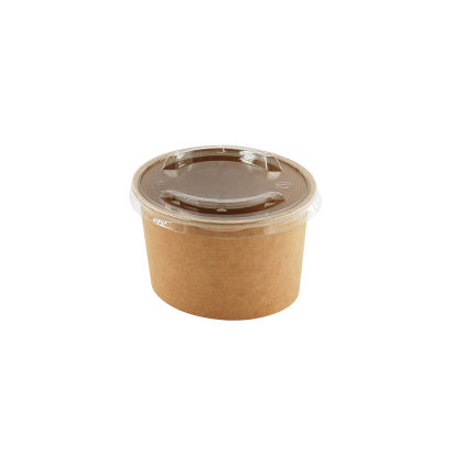 KIV 600 Stück rPET Flachdeckel für Bio Kraft- Bowl, Salatschale 320-600ml (CVPotcart601c), Ø120mm, transparent