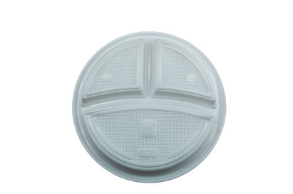 800 Stück Mehrweg Plastik- Menüteller PP Ø22cm, 3-geteilt, weiß