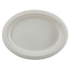 600 Stück Bagasse Pappteller Oval Ø26cm, 263x199x20mm, weiß