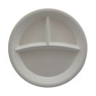 PW 50 Stück Bio Bagasse Menüteller, Ø22,5cm, 3-geteilt, weiß